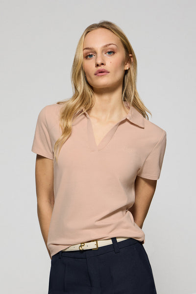 polo club Perzikkleurige polo "Pedraza" zonder knopen met rubberen Polo Club-logo