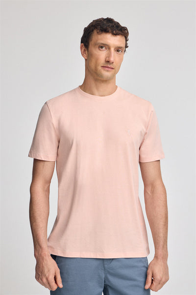 polo club Poederroze basic T-shirt met ronde hals en geborduurd Rigby Best