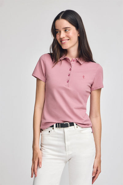 polo club Poederroze katoenen polo met korte mouwen en geborduurd Rigby Best
