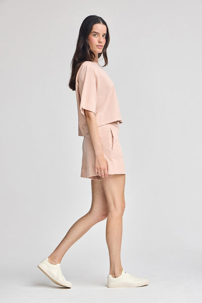 polo club Poederroze katoenen short met geborduurd logo