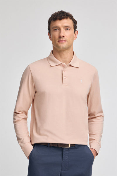 polo club Poederroze polo in piqué-katoen met lange mouwen en geborduurd Rigby Best