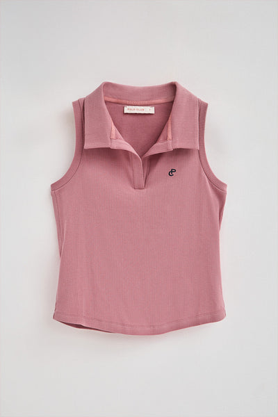 polo club Poederroze polo zonder mouwen en geborduurd monogram polo club Poederroze polo zonder mouwen en geborduurd monogram