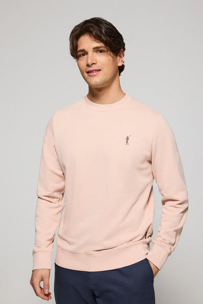 polo club Poederroze sweater relax met ronde hals en rubberen Rigby-logo