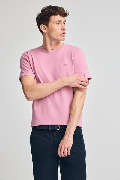 polo club Poederroze T-shirt met garment dye en Polo Club-logo