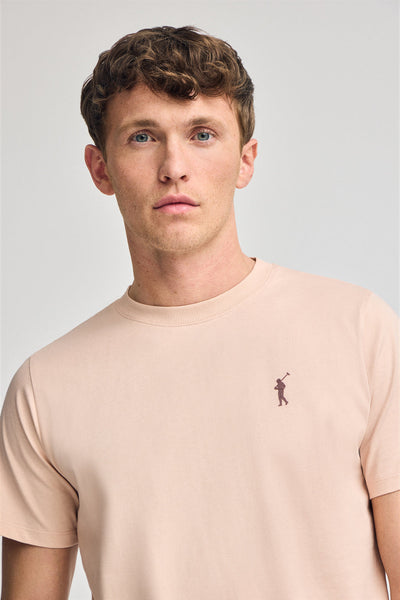 polo club Poederroze T-shirt met ronde hals en rubberen Big Rigby Go-logo