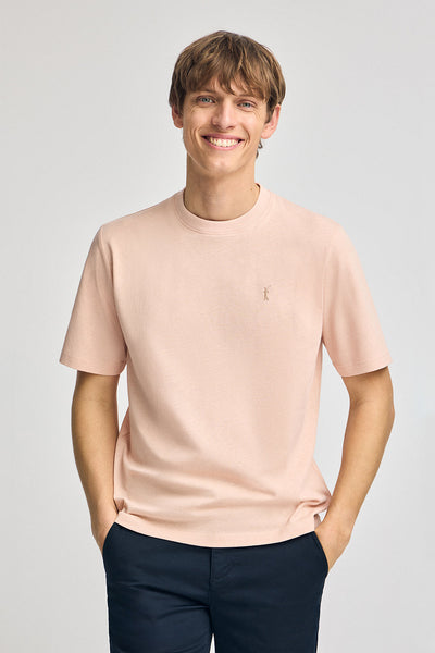 polo club Poederroze T-shirt van katoen en linnen met geborduurd Rigby Go-logo