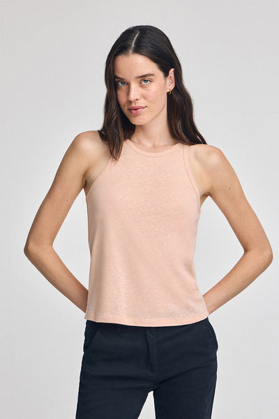 polo club Poederroze T-shirt van linnen en katoen met geborduurd monogram