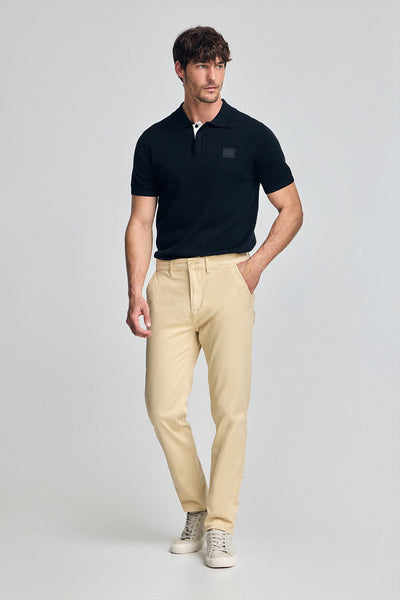 polo club Ivoorkleurige slim fit chino Moore