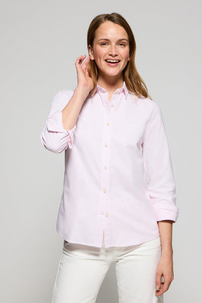 polo club Roze gestreept hemd met geborduurd logo