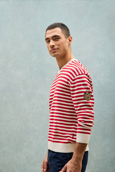 polo club Rode gebreide trui Seagull met nautisch detail