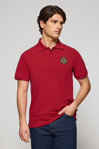 polo club Rode polo "Nautic" met nautische patch op de borst