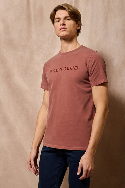 Polo Club Rood Garment-dyed T-shirt "Apolo" Met Polo Club-logo In Zachte Stof