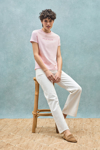 polo club Roze basic T-shirt met rubberen Polo Club-logo