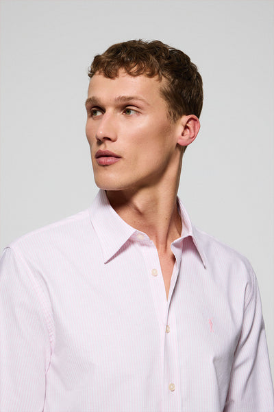 polo club Roze gestreept Oxford hemd met geborduurd Rigby Go-logo