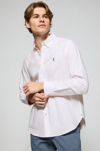 polo club Roze hemd van Oxford-katoen met geborduurd Rigby Go-logo