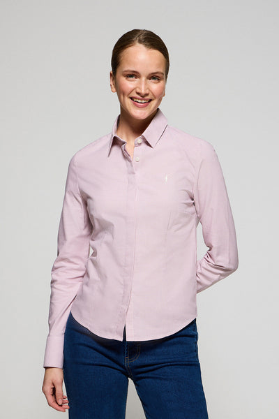 polo club Roze pied-de-poule hemd met geborduurd Rigby Go-logo