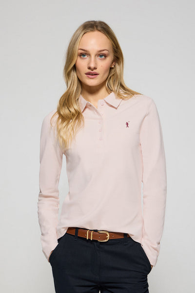 polo club Roze polo "Priyanka" met vijf knopen en geborduurd Rigby Go-logo