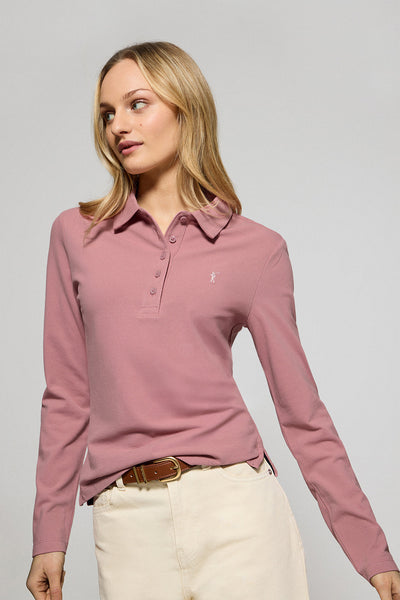 polo club Roze polo "Priyanka" met vijf knopen en geborduurd Rigby Go-logo