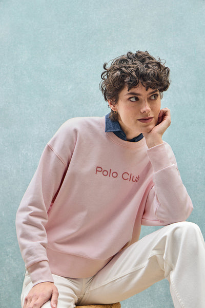 polo club Roze sweater met rubberen Polo Club-logo op de borst