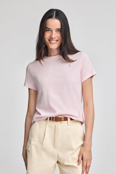 polo club Roze T-shirt met ronde hals en geborduurd Rigby Go-logo