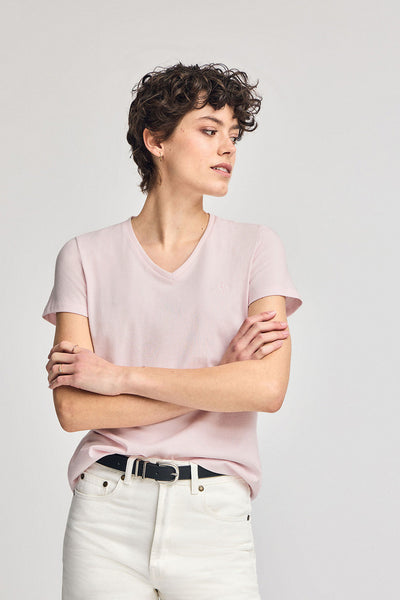 polo club Roze T-shirt met V-hals en geborduurd Rigby Best