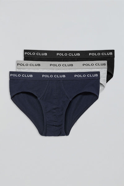 polo club Set van drie slips zwart grijs en marineblauw met Polo Club-detail