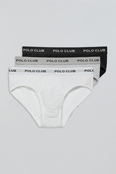 polo club Set van drie slips zwart grijs en wit met Polo Club-detail