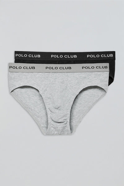 polo club Set van twee slips zwart en grijs met Polo Club-detail
