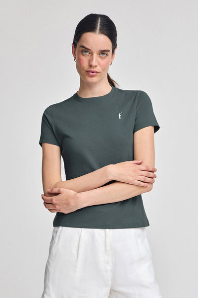 polo club Steengrijs T-shirt met ronde hals en geborduurd Rigby Go-logo