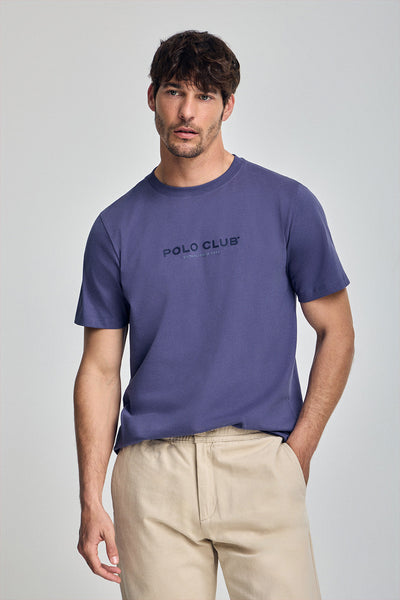 polo club Violetblauw T-shirt met ronde hals en rubberen logo