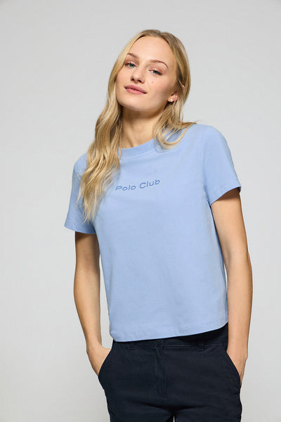 polo club Waterblauw T-shirt 'Tori' met Polo Club Minimal Combo-logo polo club Waterblauw T-shirt 'Tori' met Polo Club Minimal Combo-logo
