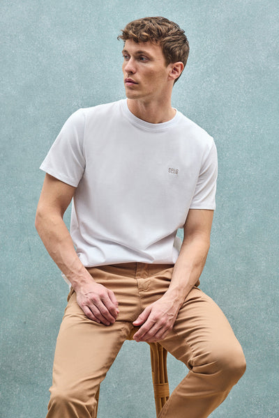 polo club Wit basic T-shirt met ronde hals en geborduurd detail