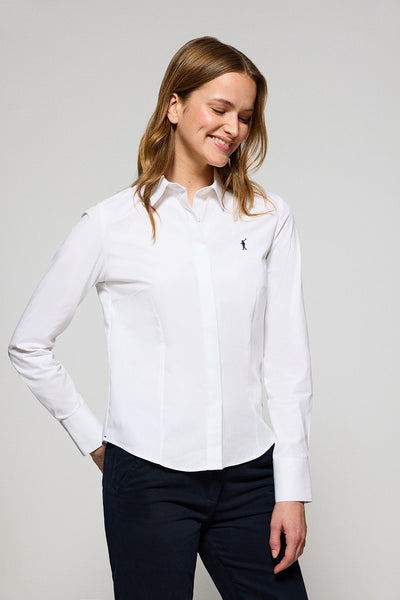 polo club Wit hemd van poplin-katoen met geborduurd Rigby Go-logo slim fit