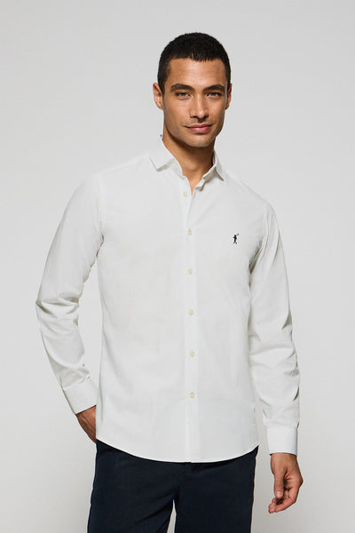 polo club Wit hemd van poplin-katoen met geborduurd Rigby Go-logo slim fit