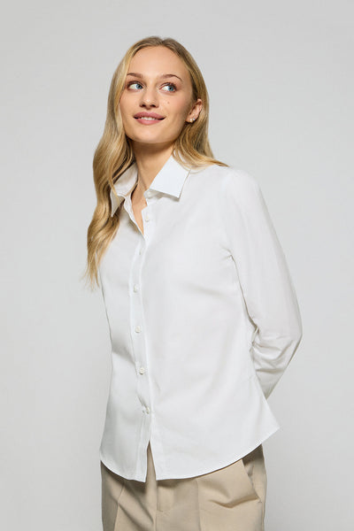 polo club Wit poplin-hemd met garment-dye en geborduurd logo