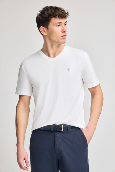 polo club Wit T-shirt met korte mouwen V-hals en geborduurd Rigby Best