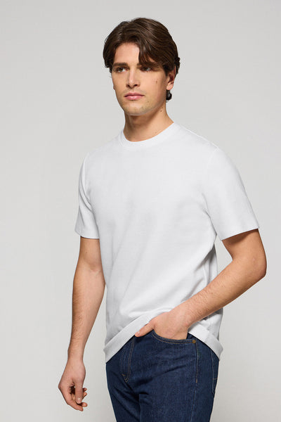 polo club Wit T-shirt met microstructuur en geborduurd PC-monogram