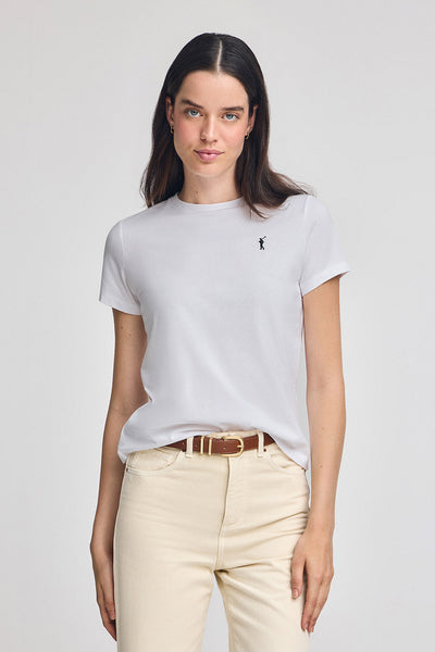 polo club Wit T-shirt met ronde hals en geborduurd Rigby Go-logo