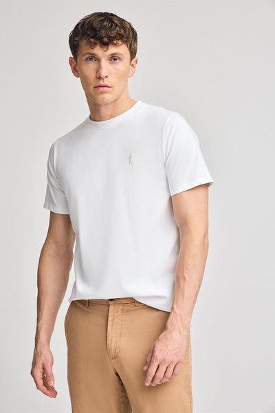 polo club Wit T-shirt met ronde hals en rubberen Big Rigby Go-logo