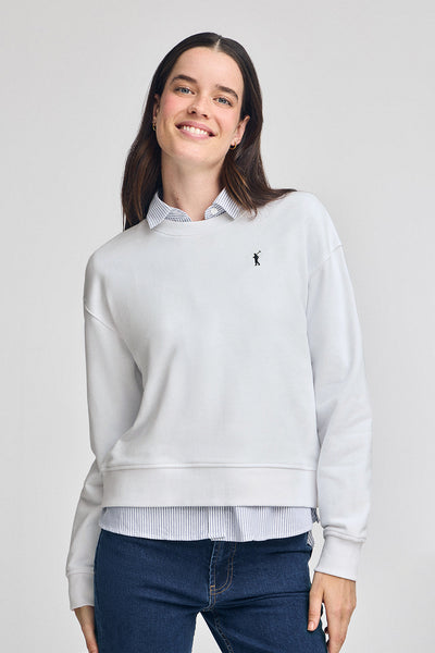 polo club Witte hoodie met ronde hals en geborduurd Rigby Go-logo