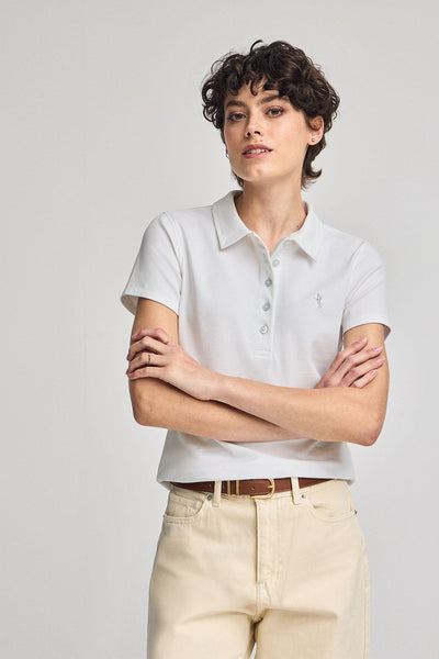 polo club Witte katoenen polo met korte mouwen en geborduurd Rigby Best