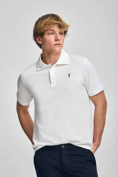 polo club Witte polo met korte mouwen drie knopen en geborduurd Rigby Go-logo