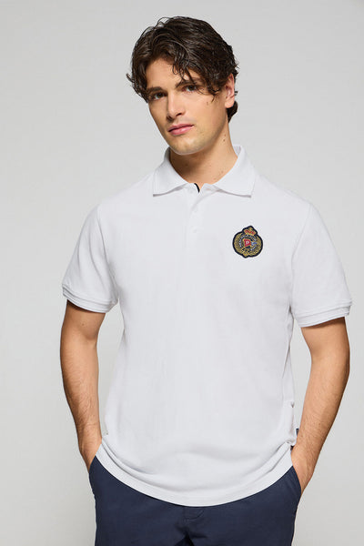 polo club Witte polo "Nautic" met nautische patch op de borst