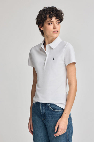 polo club Witte polo "Pereira" met vijf knopen en geborduurd Rigby Go-logo