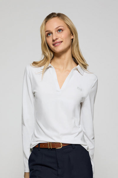 polo club Witte polo Pia zonder knopen en met rubberen Polo Club-logo