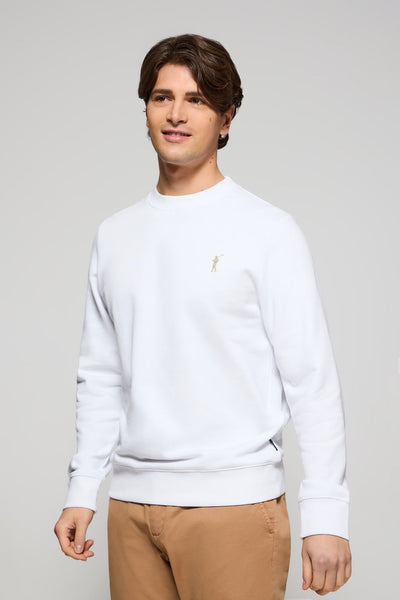 polo club Witte sweater relax met ronde hals en rubberen Rigby-logo