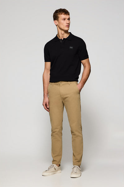 polo club Zandkleurige chino ‘Vanya’ met geborduurd Polo Club-detail