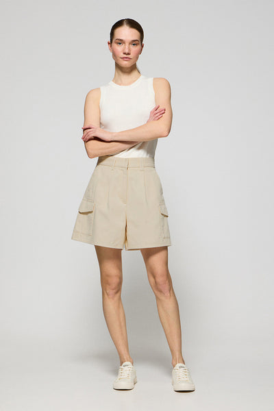 polo club Zandkleurige korte broek 'Menfis' in keperstof met Polo Club-details