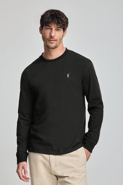 Polo Club Zwart T-shirt Met Lange Mouwen En Geborduurd Rigby Go-logo