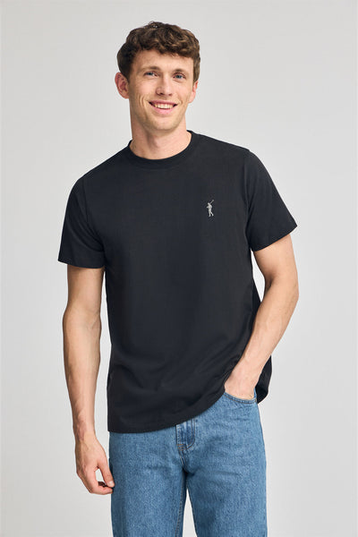 polo club Zwart T-shirt met ronde hals en rubberen Big Rigby Go-logo